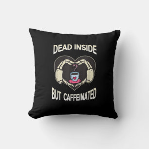 But Caffeinated Coffee Skeleton Hands Heart Cushion