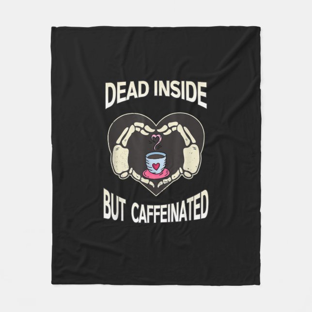 But Caffeinated Coffee Skeleton Hands Heart Fleece Blanket (Front)