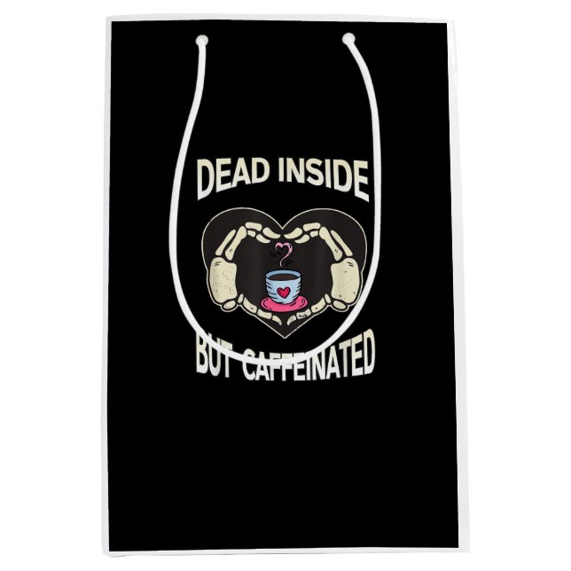 But Caffeinated Coffee Skeleton Hands Heart Medium Gift Bag (Front)
