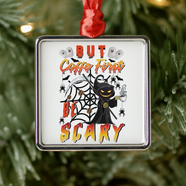 But Coffee First Be Scary Metal Tree Decoration (Tree)