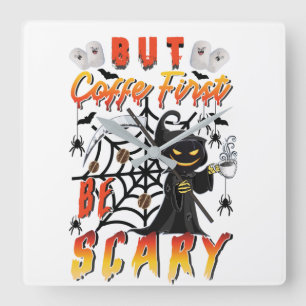 But Coffee First Be Scary Square Wall Clock