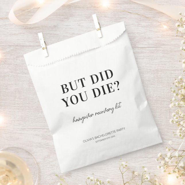 But Did You Die? Funny Minimalist Hangover Kit Bag (Clipped)