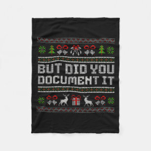 But Did You Doent It Funny Office Christmas Ugly  Fleece Blanket