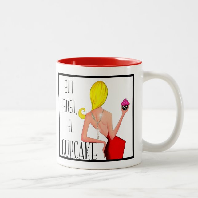 "But First, A Cupcake!" Two-Tone Coffee Mug (Right)
