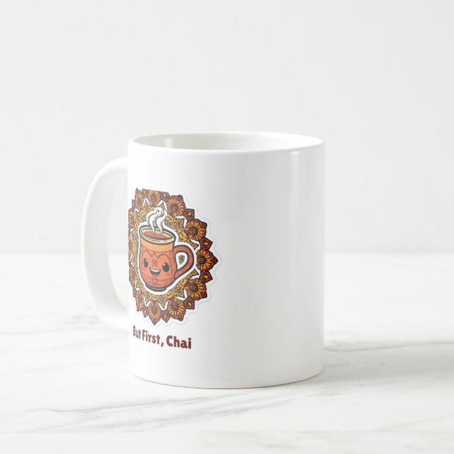 But First Chai - Kawaii Kulhad Coffee Mug (Front Left)