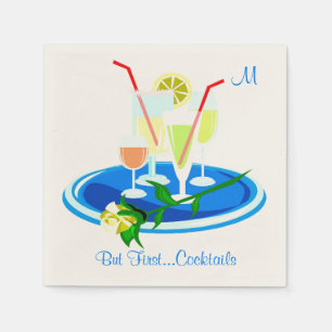 But First Cocktails Drink Quote Fun Humour Napkin