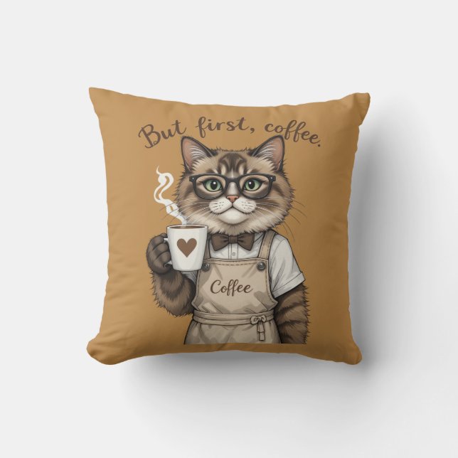 But First, Coffee Cat Cushion (Front)