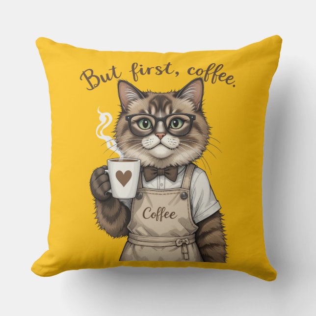 But First, Coffee Cat Cushion (Front)