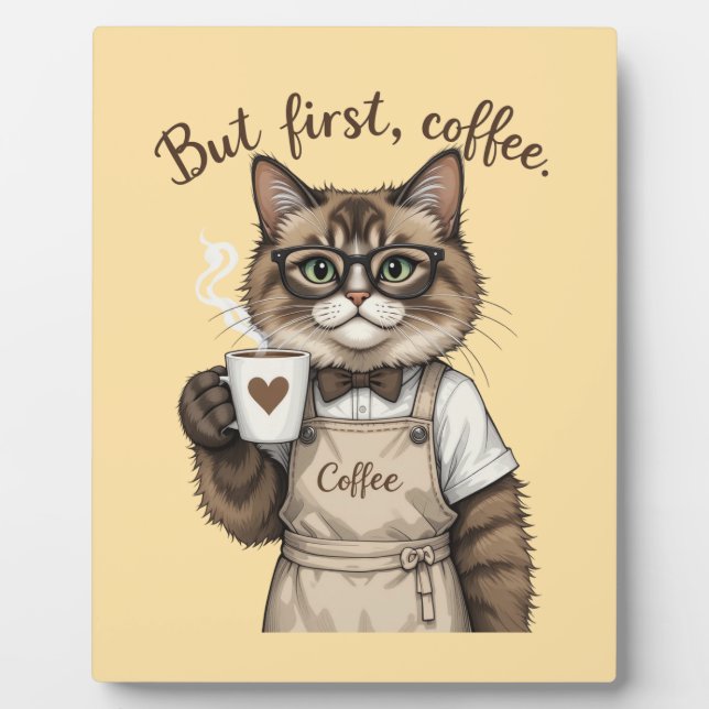 But First, Coffee Cat Plaque (Front)