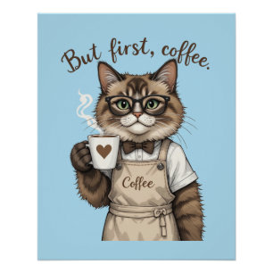 But First, Coffee Cat Poster