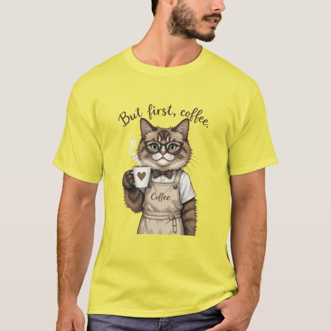 But First, Coffee Cat T-Shirt (Front)