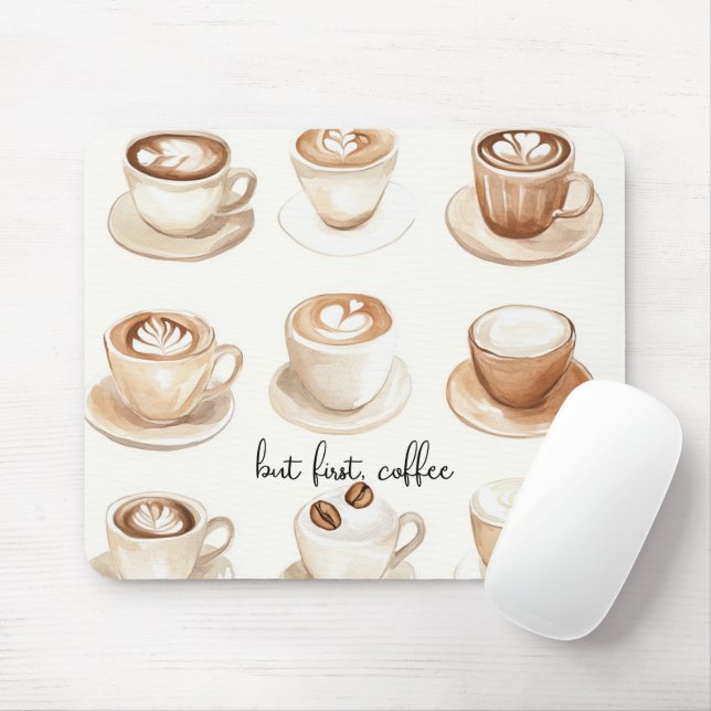 But First, Coffee Cups Mouse Mat (With Mouse)