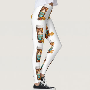 But First Coffee Fall Coffee Cup Print Leggings