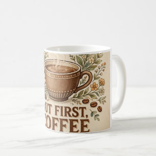 But First, Coffee Floral Vintage Mug Design