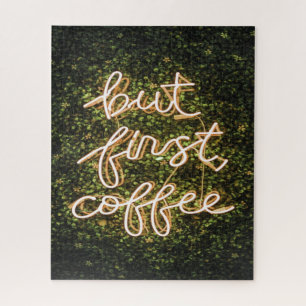 But First Coffee, Neon Lights Quote Saying Jigsaw Puzzle