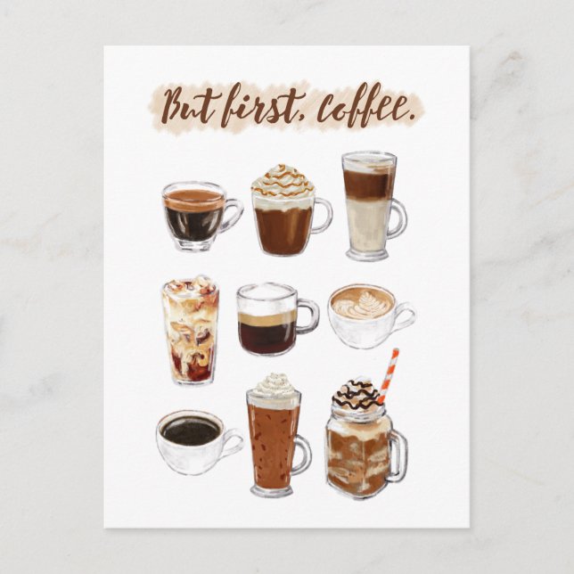 "But first, coffee" Postcard (Front)
