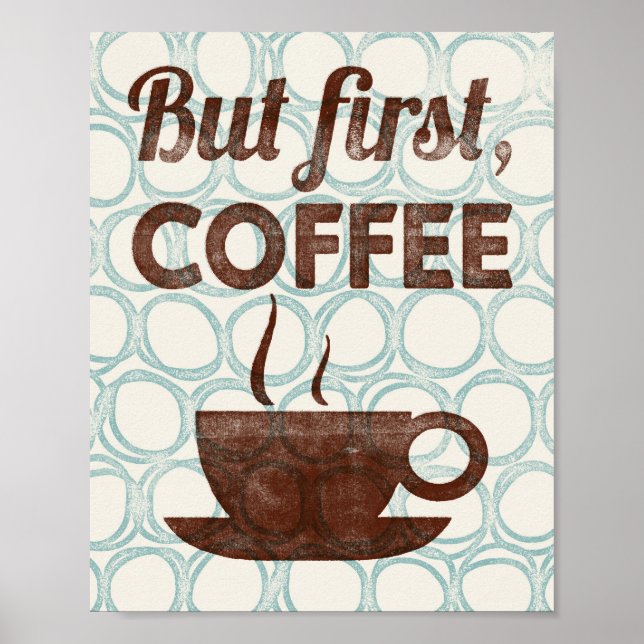 But First Coffee Poster Art Print Kitchen Decor (Front)