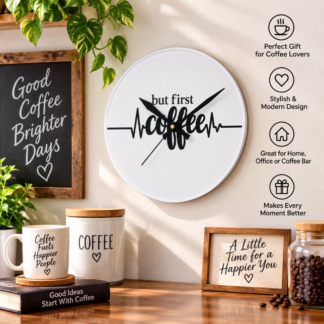 But First Coffee Wall Clock for Coffee Lovers (Creator Uploaded)
