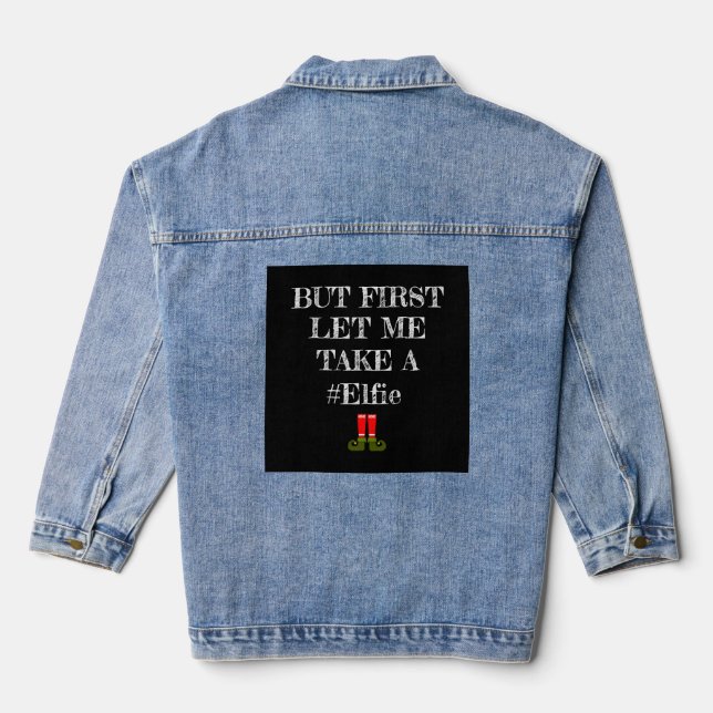 but first elfie christmas santa denim jacket (Back)