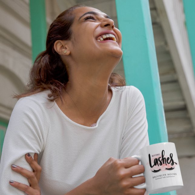 But First Lashes | Lash Technician Monogram Coffee Mug (Creator Uploaded)