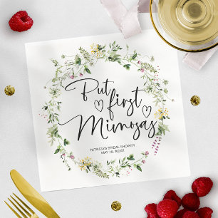 But First Mimosas Wildflower Bridal Shower Napkin