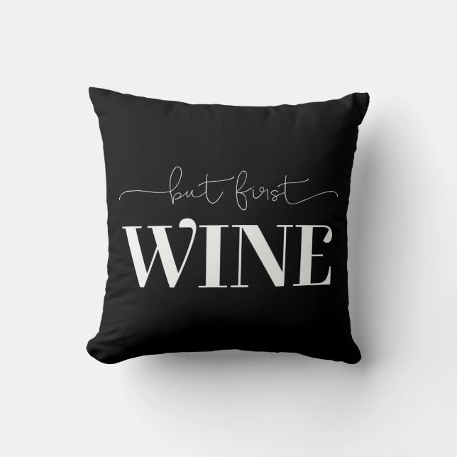 But First Wine Custom Background Colour Cushion (Front)