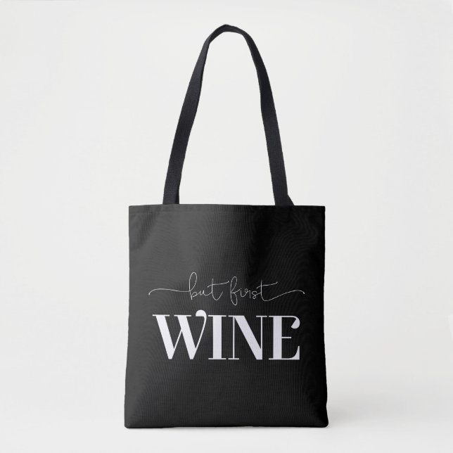 But First Wine White Custom Background Colour Tote Bag (Front)