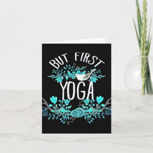 But First Yoga Floral Tygraphy Design T Shirt  Card