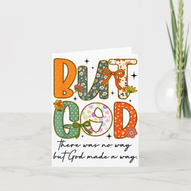 But God Christian Autumn Thankful Coquette Bow Tha Card (Front)