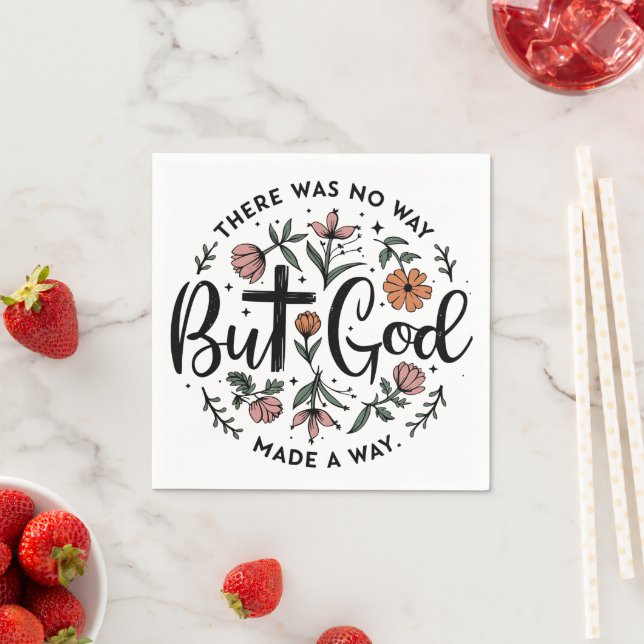 But God Floral Christian Napkin (Insitu)