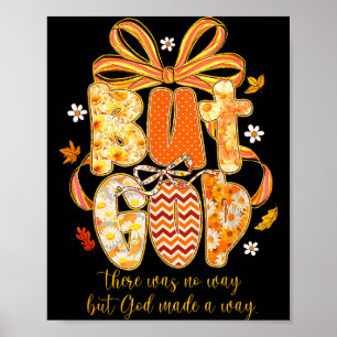 But God Preppy Autumn Floral Fall Coquette Bow Bib Poster