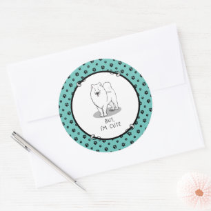 But I'm Cute Samoyed Dog Funny Sammie Classic Round Sticker