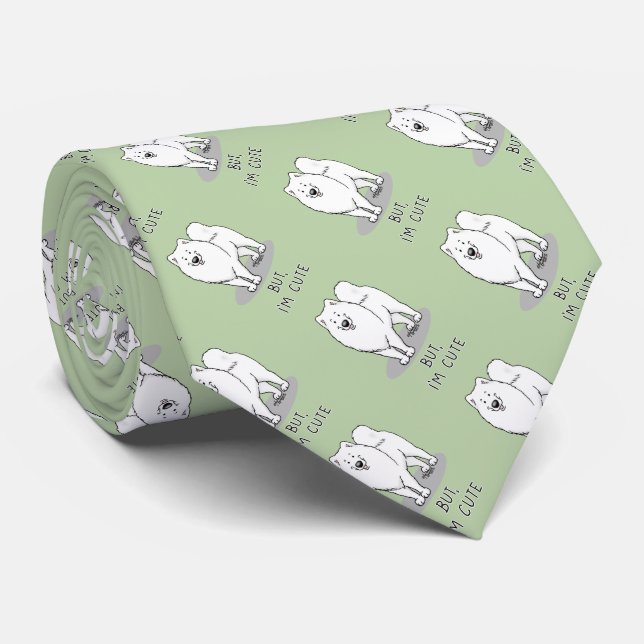 But, I'm Cute Samoyed Dog Tie (Rolled)