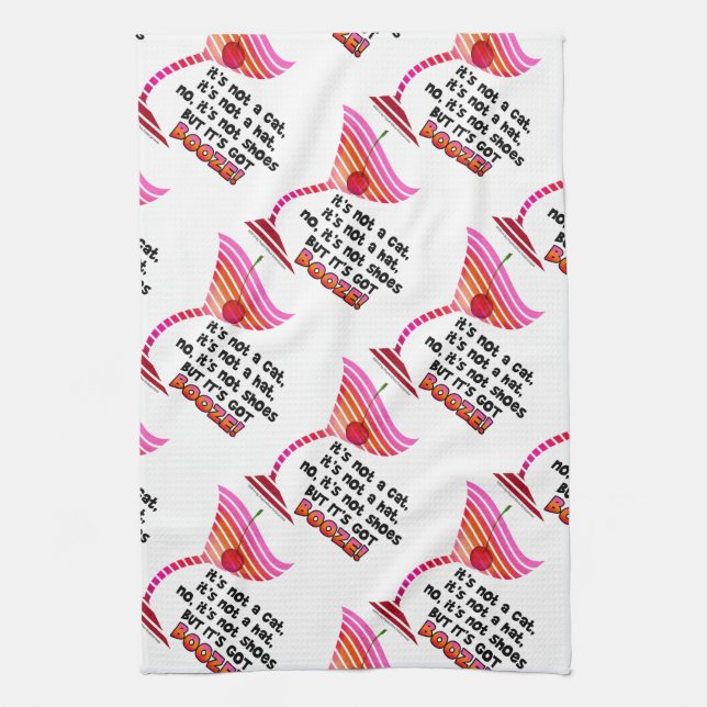 ... but it's got BOOZE! Tea Towel (Vertical)