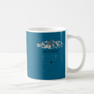 But why_ thoughtful penguin mountains graphic art coffee mug