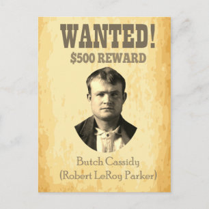Butch Cassidy Wanted 🚨 Wild West Outlaw Poster Postcard
