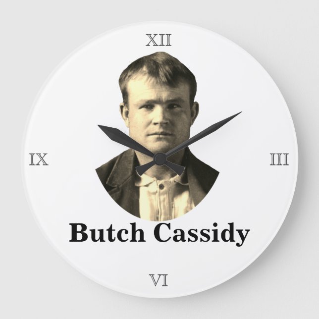 Butch Cassidy Wanted 🚨 Wild West Outlaw USA  Large Clock (Front)
