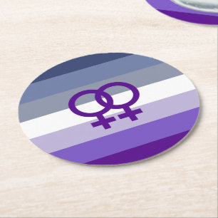 Butch Lesbian Love WLW Pride Round Paper Coaster