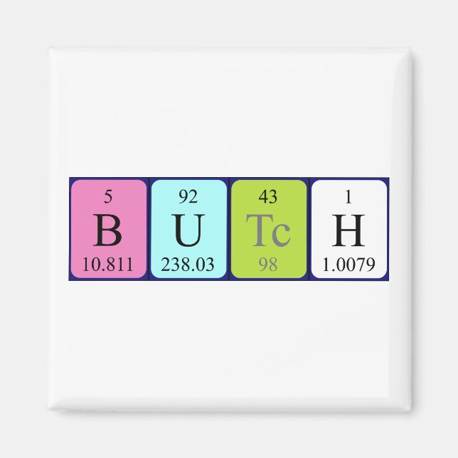 Butch periodic table name magnet (Front)