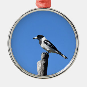 BUTCHER BIRD ON A POST IN RURAL AUSTRALIA METAL TREE DECORATION