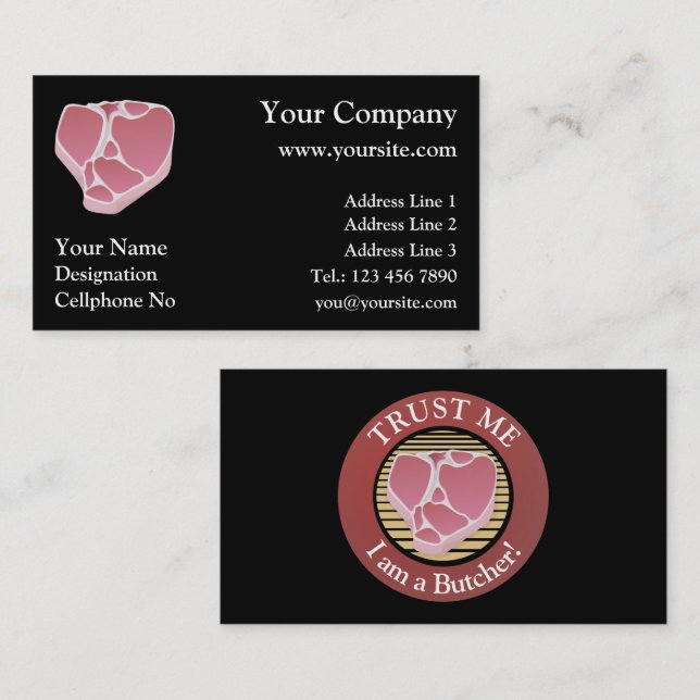 Butcher business cards with black background (Front/Back)