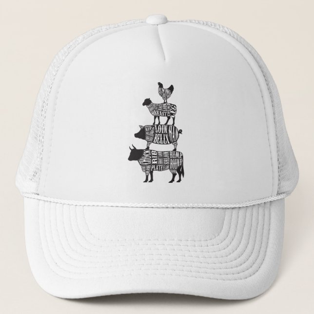 Butcher Butcher Butcher BBQ Funny Trucker Hat (Front)