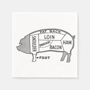 Butcher Chart Pig Napkin