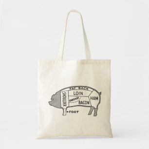 Butcher Chart Pig Tote Bag