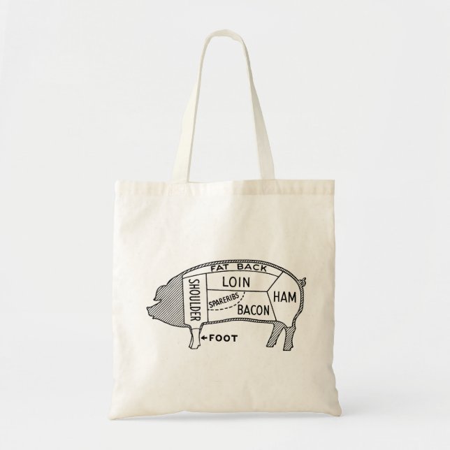 Butcher Chart Pig Tote Bag (Front)