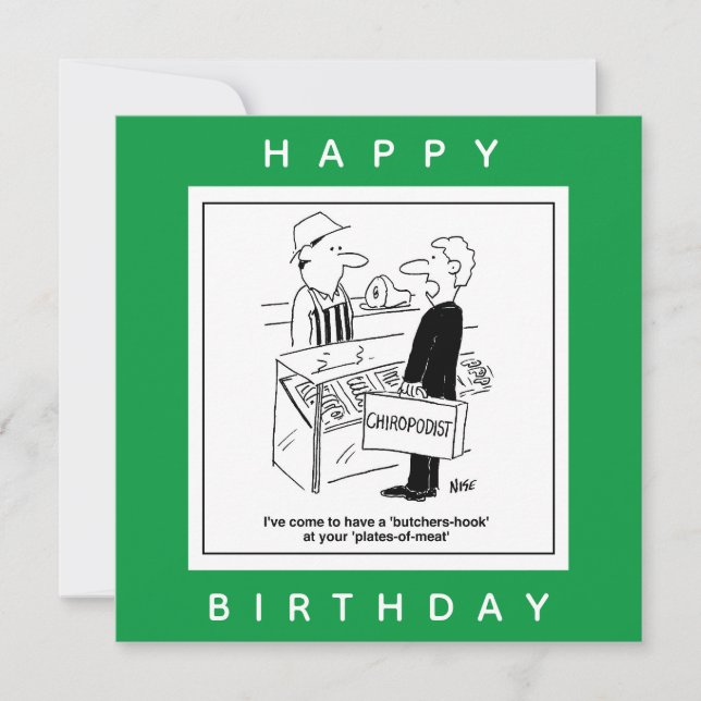 Butcher & Chiropodist Cockney Slang Cartoon Card (Front)