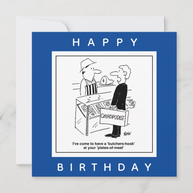 Butcher & Chiropodist Cockney Slang Cartoon Card (Front)