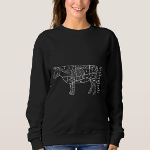 Butcher Cow Beef Meat Cuts For Christmas Sweatshirt