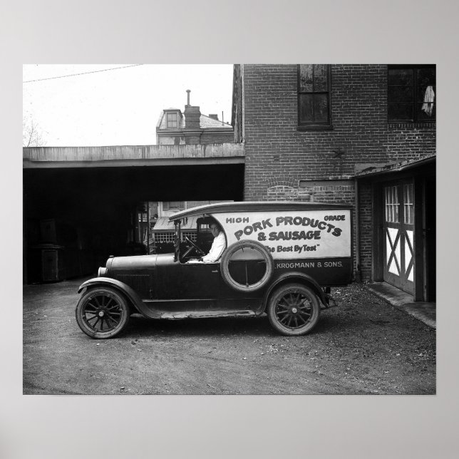 Butcher Delivery Truck, 1926. Vintage Photo Poster (Front)