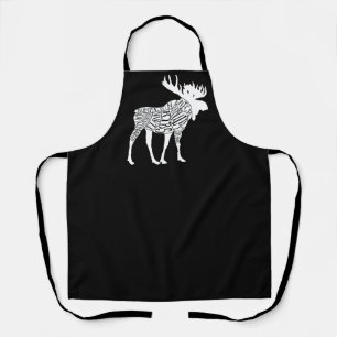 Butcher diagram meat cuts clock hunting moose apron